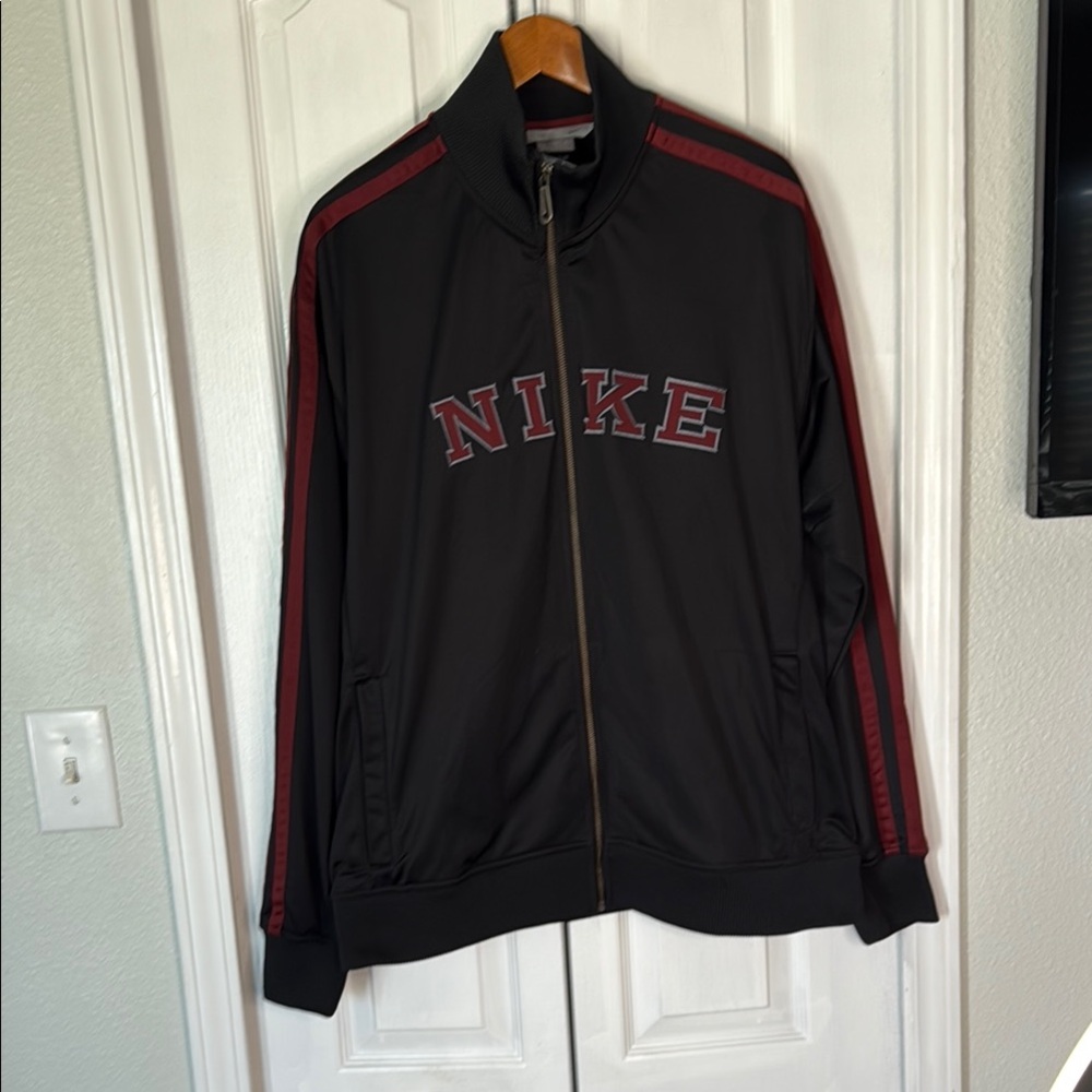 Nike Black and Red Bomber Jacket Varsity Style